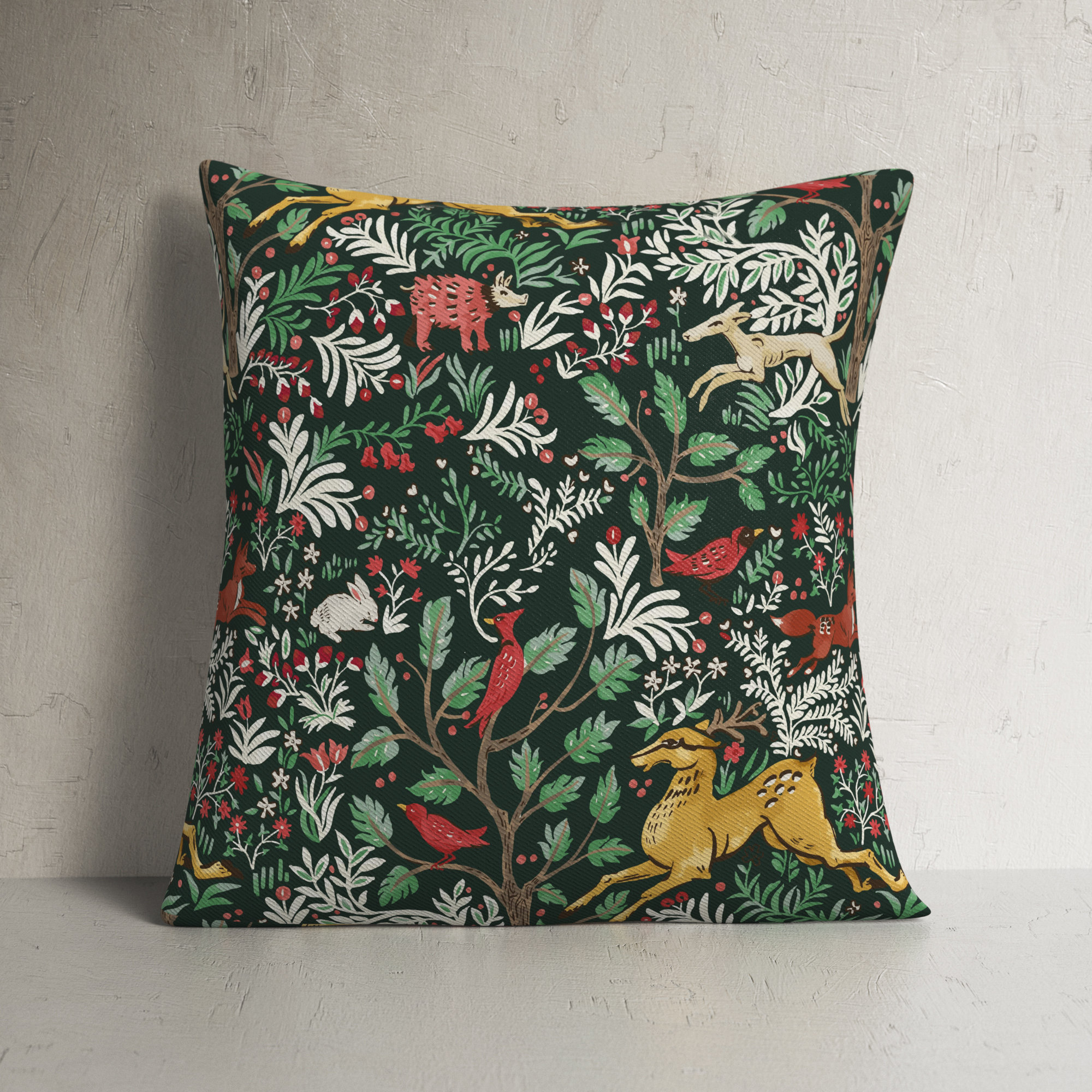 Foxe Toile Indoor/Outdoor Throw Pillow, Green, 18" x 18"