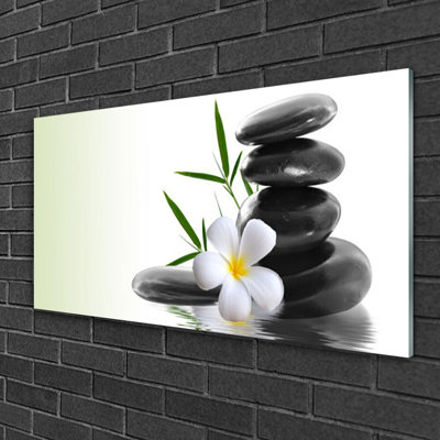 Art Flower Stones - No Frame Print on Glass