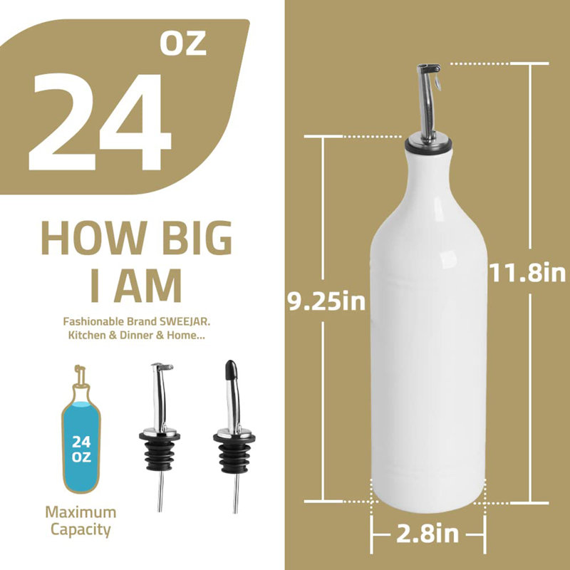 Huilier simple en céramique / vinaigrier, 24 oz