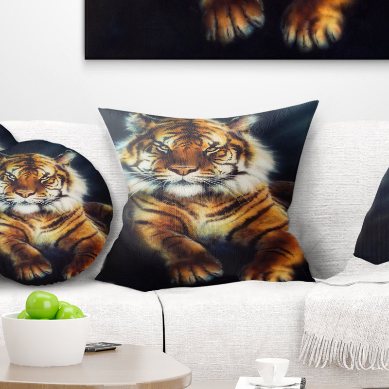 Mighty Tiger - Coussin imprimé animal, 16 po x 1 po, Coussin décoratif
