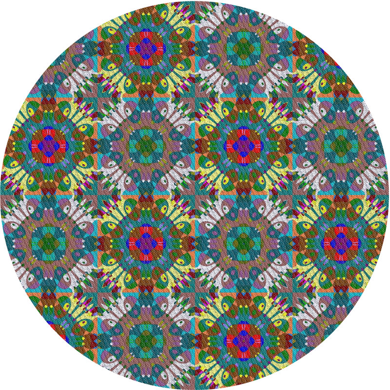 Vert Non disponible/brun Tapis décoratif, Rond 7 pi
