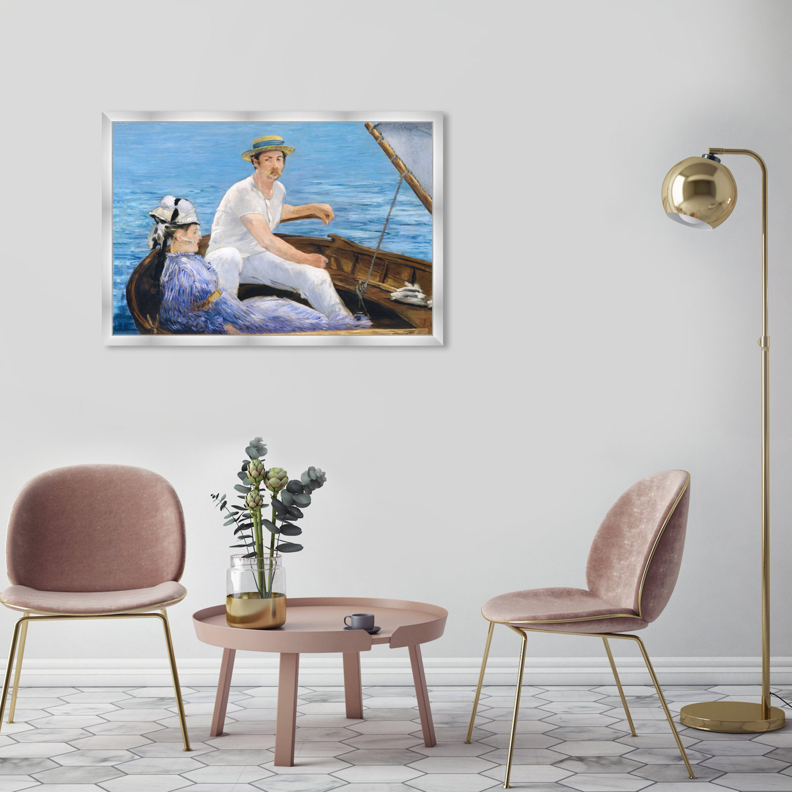 Manet - Boating 1974, Silver, 26" H x 38" W x 0.5" D