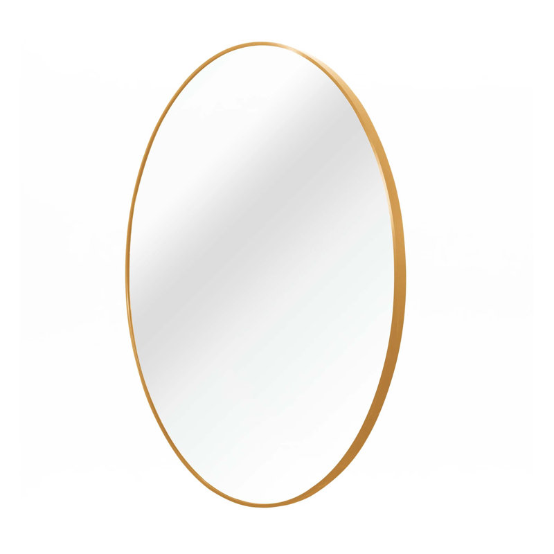 Miroir de salle de bain rond en métal, Doré, H 20" x l 20" 