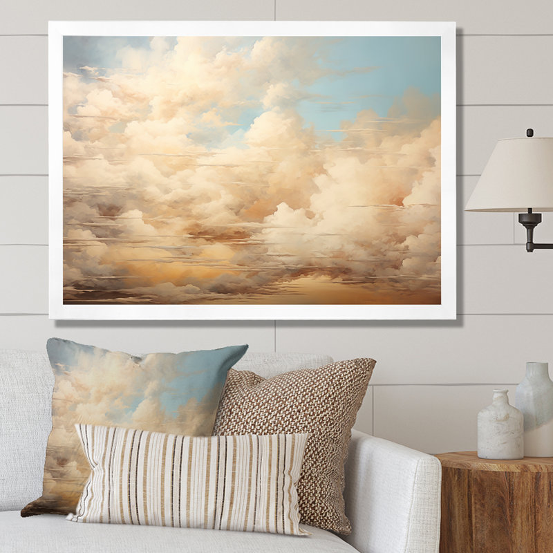 «Beige minimalisme», impression sur toile, Cadre photo blanc, H 34 po x l 44 po x P 1,5 po