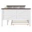 Lit de jour double en bois blanc avec rangement, dossier rembourré, port USB et lit gigogne-224288179