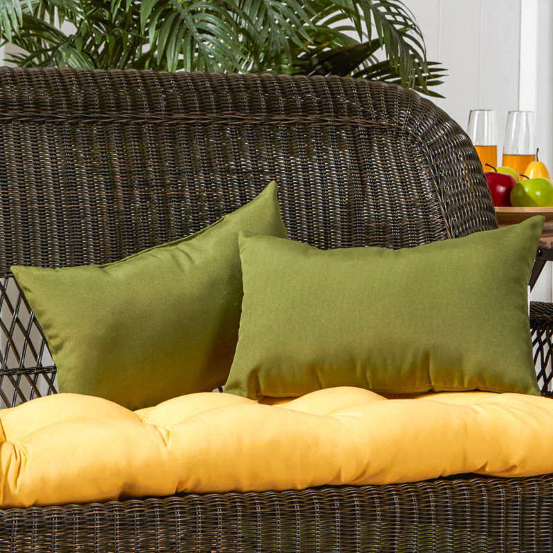 Henrich Indoor/Outdoor Striped Lumbar Pillow, Summerside Green