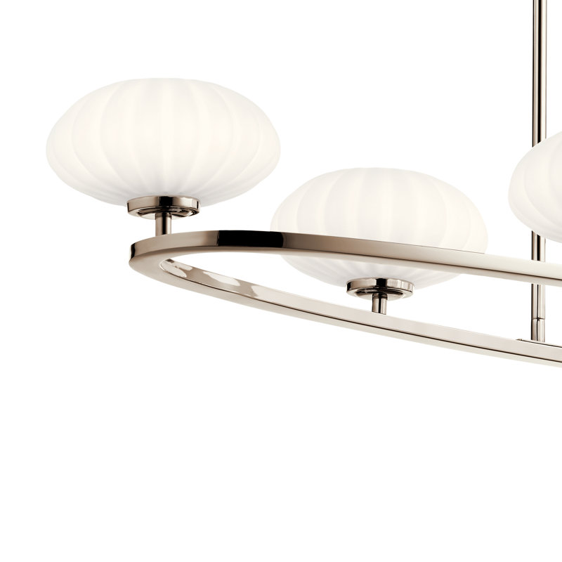 Lustre en forme de roue de chariot à 6 lumières DEL Pim, Nickel poli