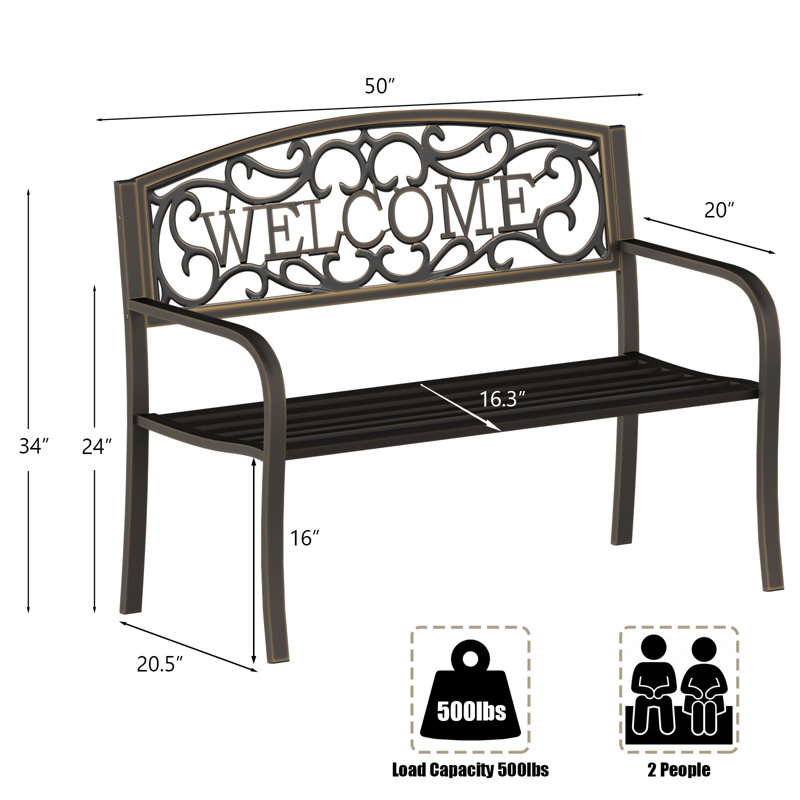 Banc d'extérieur en métal Dillyn, Or