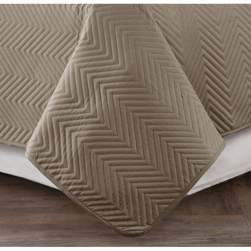 Ensemble de surfaces réversibles Wabbaseka, Courtepointe double / grand et 2 taies décoratives, Taupe