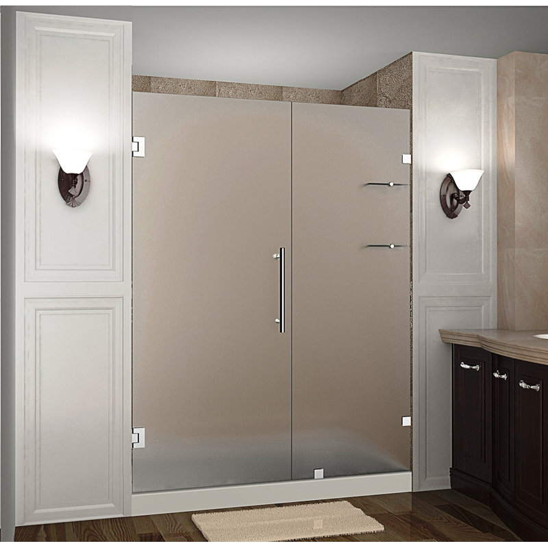 Nautis GS 28" W x 72'' H Hinged Frameless Shower Door, Chrome