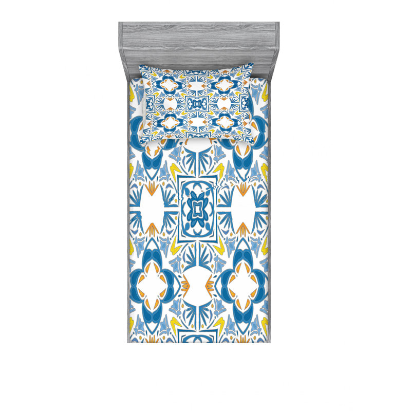 Microfiber Floral Sheet Set, Twin Sheet Set with Fitted Sheet