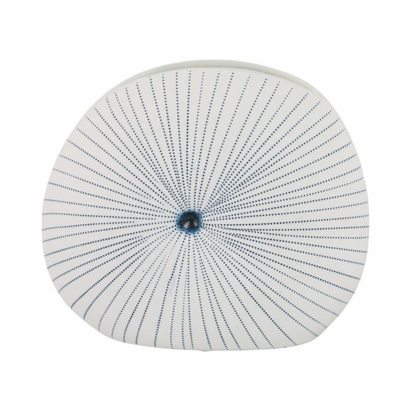 Handmade Stoneware Table Vase, 9" H x 10" W x 4" D, White/Blue