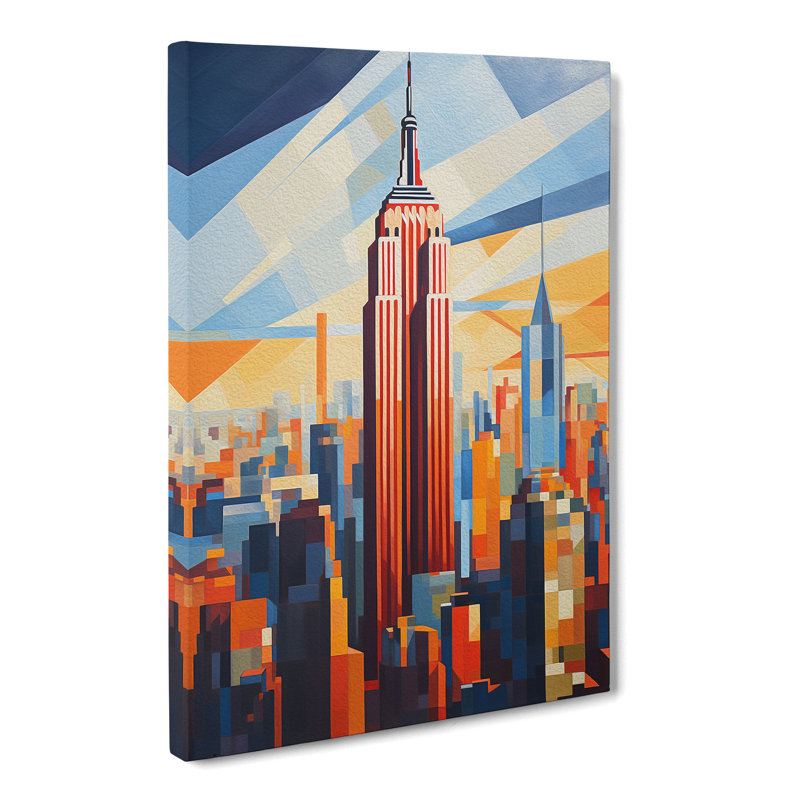 Empire State Building Hard Edge Painting No.2 - Wrapped Canvas, 50cm H x 35cm W x 3cm D