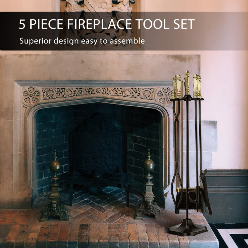 Funderburg 5-Piece Steel Fireplace Tool Set