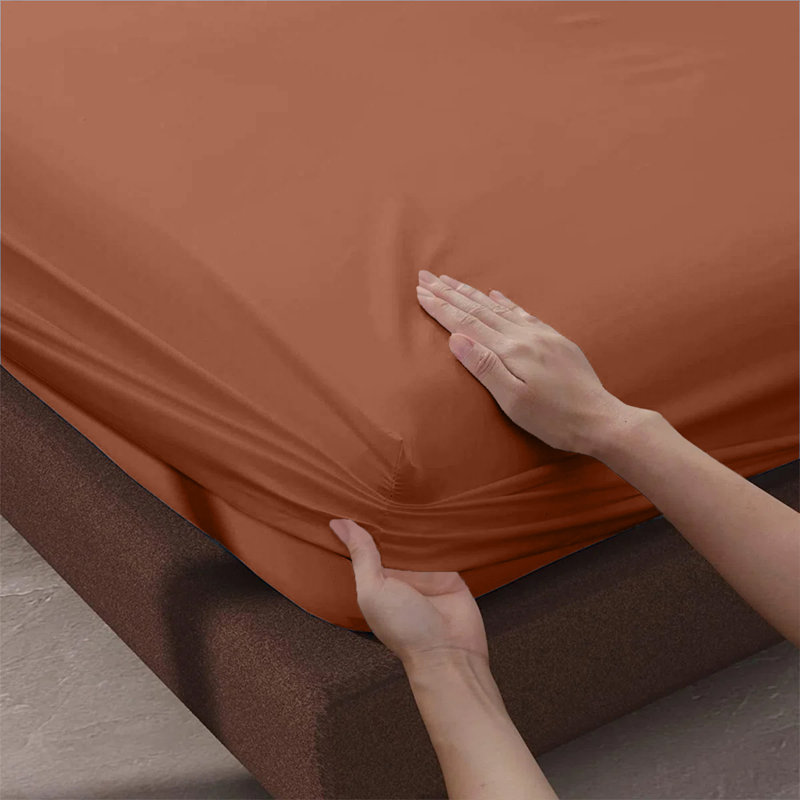 Ultra Soft 200 Thread Count Microfiber Fitted Sheet, Super King (6'), Rust