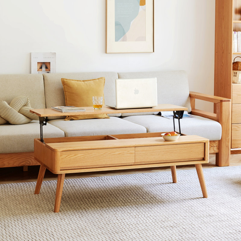 Table basse polyvalente à plateau relevable avec rangement dissimulé et construction durable
