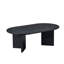 Table basse ovale avec finition grain de bois, 39,37 L, noir élégant, base piédestal moderne