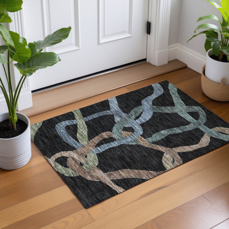 Machine Washable Indoor/Outdoor Jozwiak ACN2394 Abstract Rug, Rectangle 1'8" x 2'6"