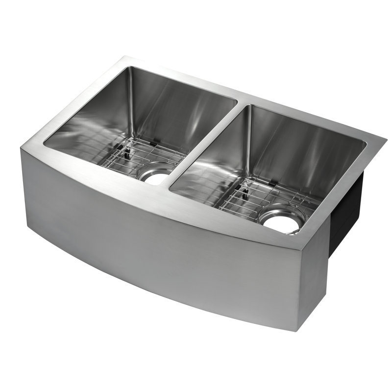 Parketon 30'' L Farmhouse / Apron Double Bowl Stainless Steel Kitchen Sink