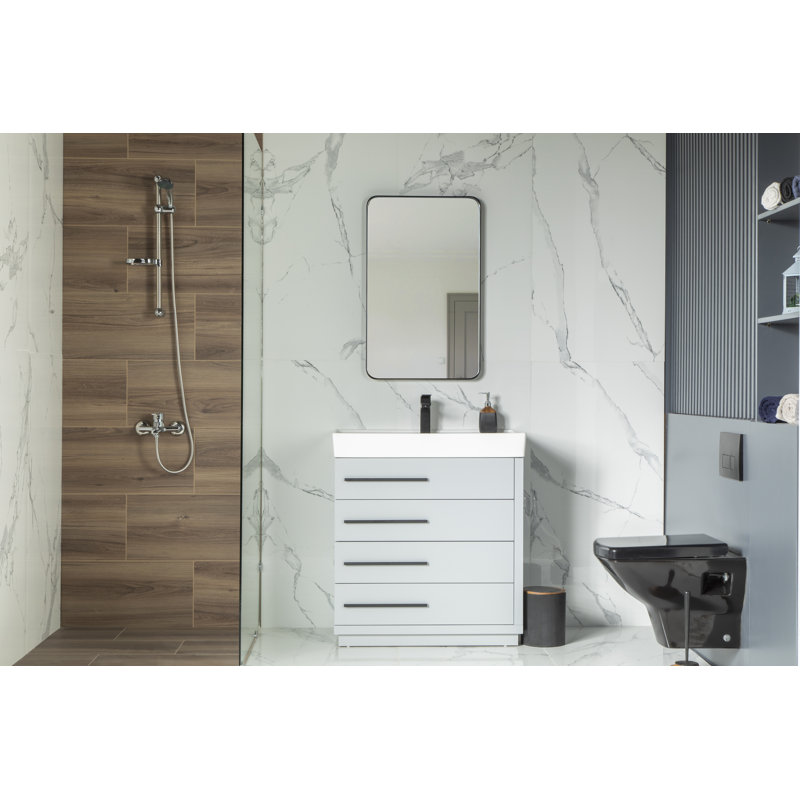 Aurora 24'' Light Gray Bathroom Vanity with Porcelain Top & Sink