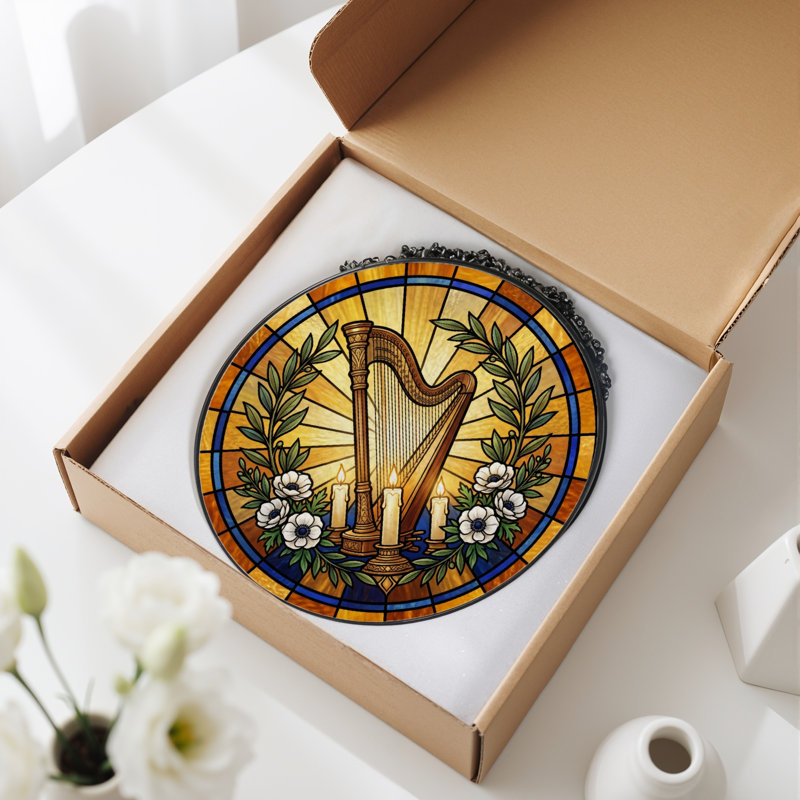 Vitrail Harp Candles, vitrail, H 12 po, 12"H