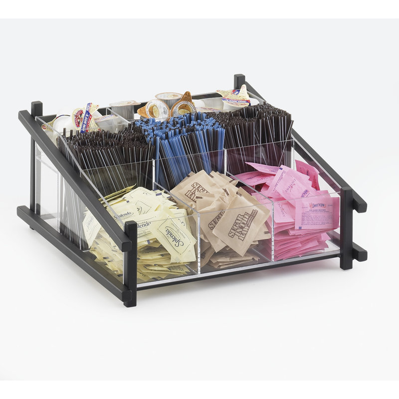 Black Acrylic Two-Level Condiment Organizer with 7 Compartments