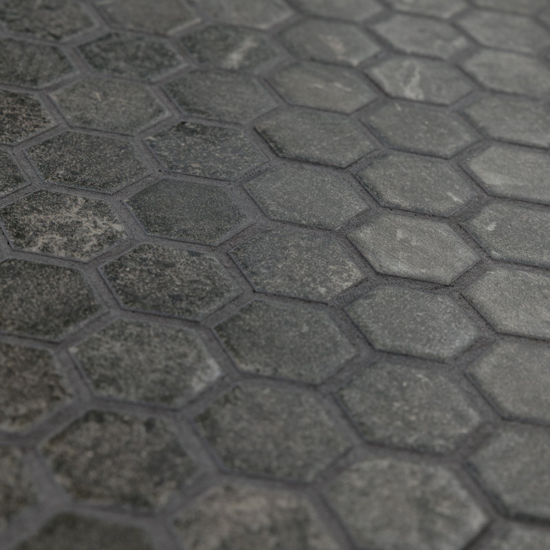 Liverpool Series 1" x 1" Ceramic Honeycomb Mosaic Wall & Floor Tile, Dark Gray