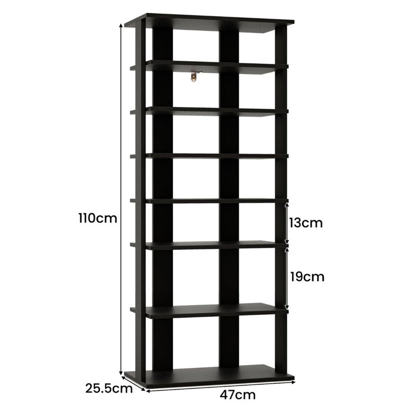 14 Pair Shoe Rack, Black