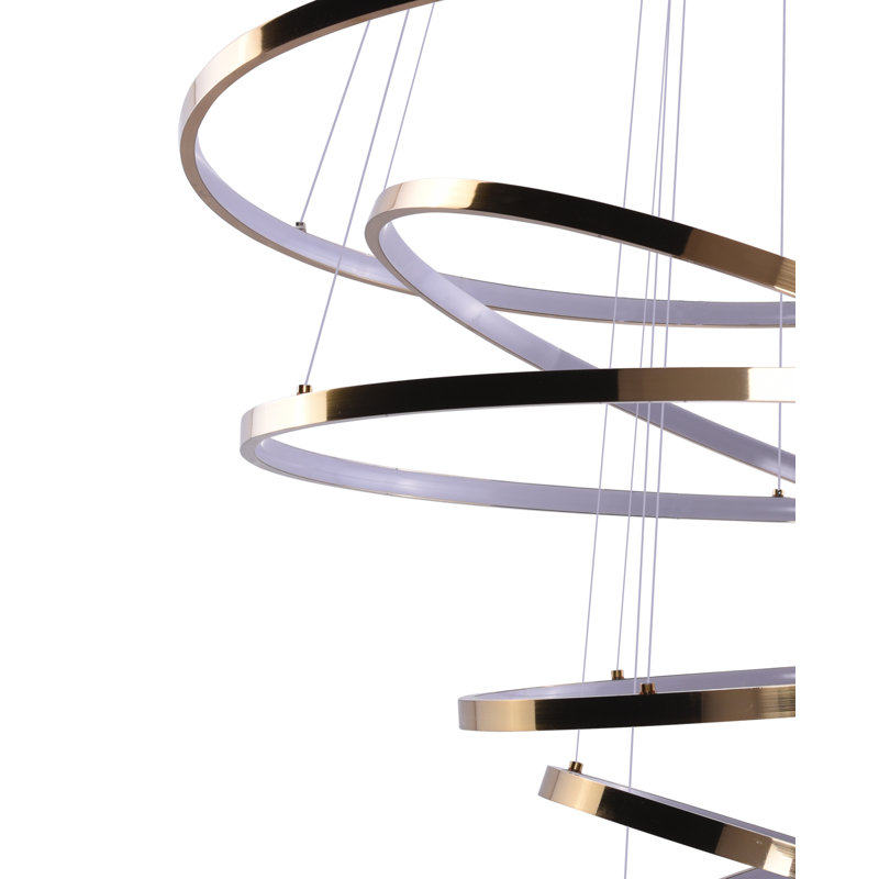 6 - Light LED Geometric Pendant, Gold