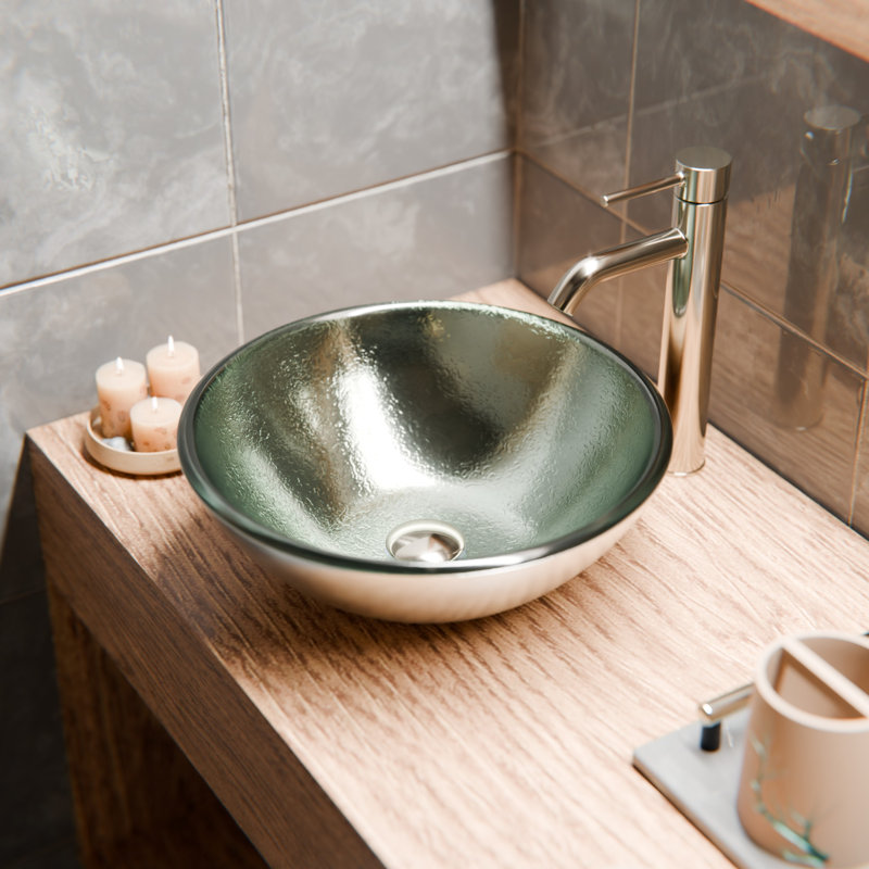 Lavabo de salle de bain à bateau circulaire en verre argento