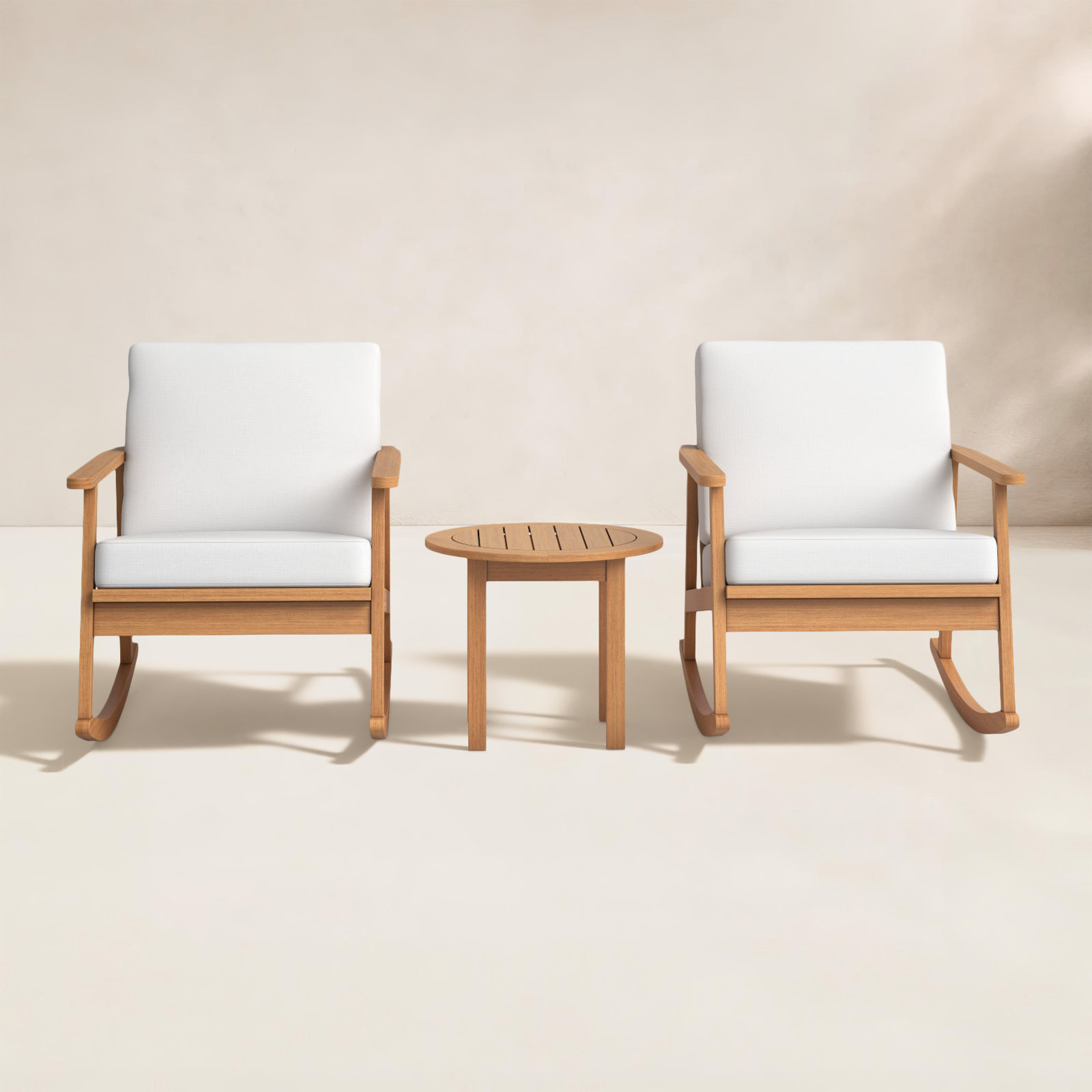 Olene 2 - Person Eucalyptus Patio Seating Group, White