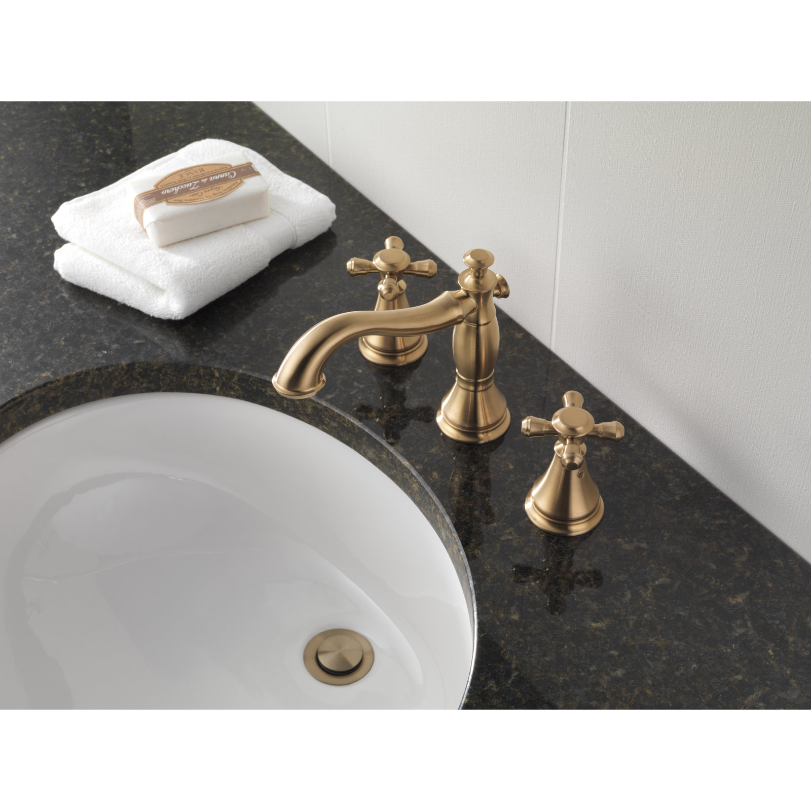 Cassidy™ Widespread Bathroom Faucet with Drain Assembly, Brilliance Champagne Bronze