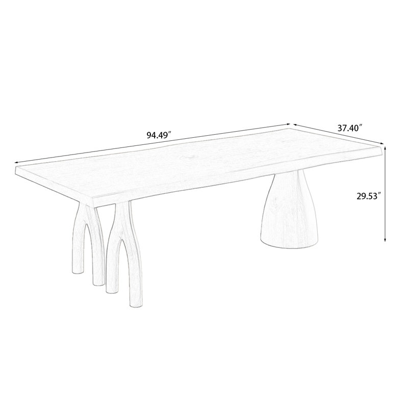 Table de salle à manger en bois massif noisette, 29.53"H x 94.49"L x 37.4"W