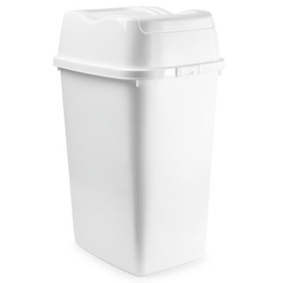 Large Plastic Kitchen Trash Can with Swing Lid, 13 Gallon - 50 Liter, Black