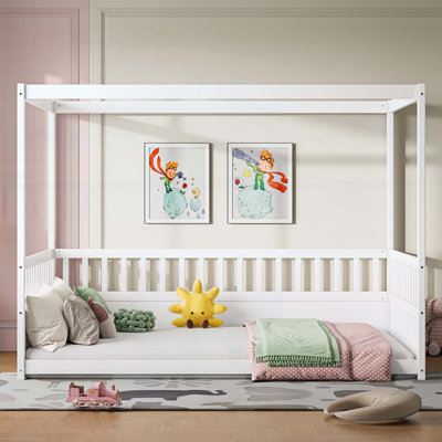 Canopy Bed Frame with Guardrails