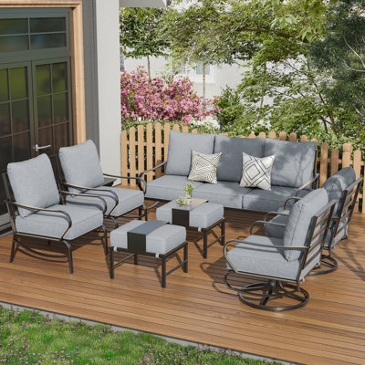 9-Person Patio Conversation Set With 2 Swivel Chair by Lark Manor