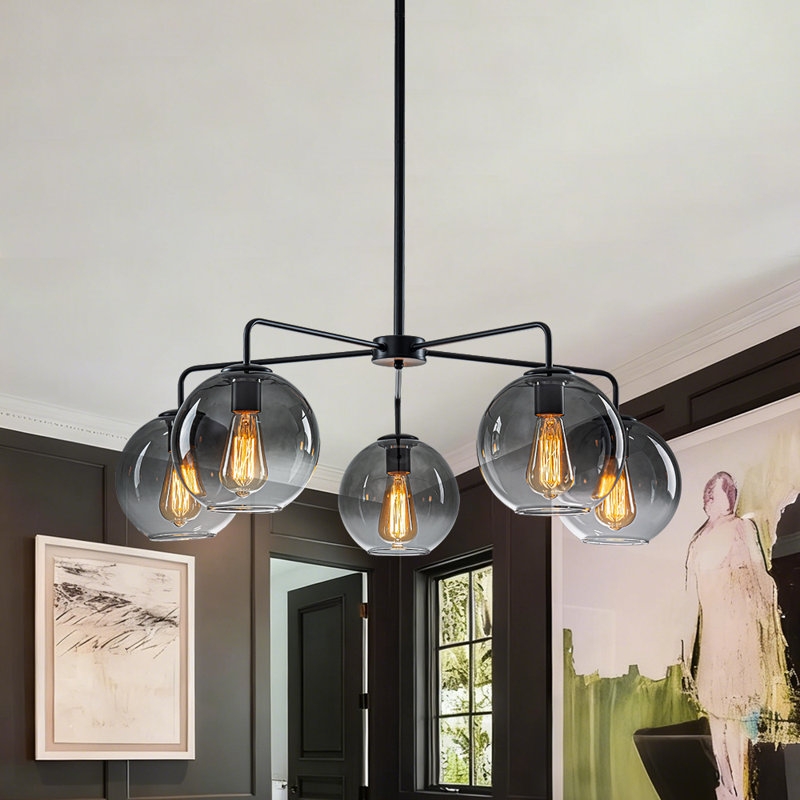 5-Light Hand-Blown Gradient Glass Globe Chandelier