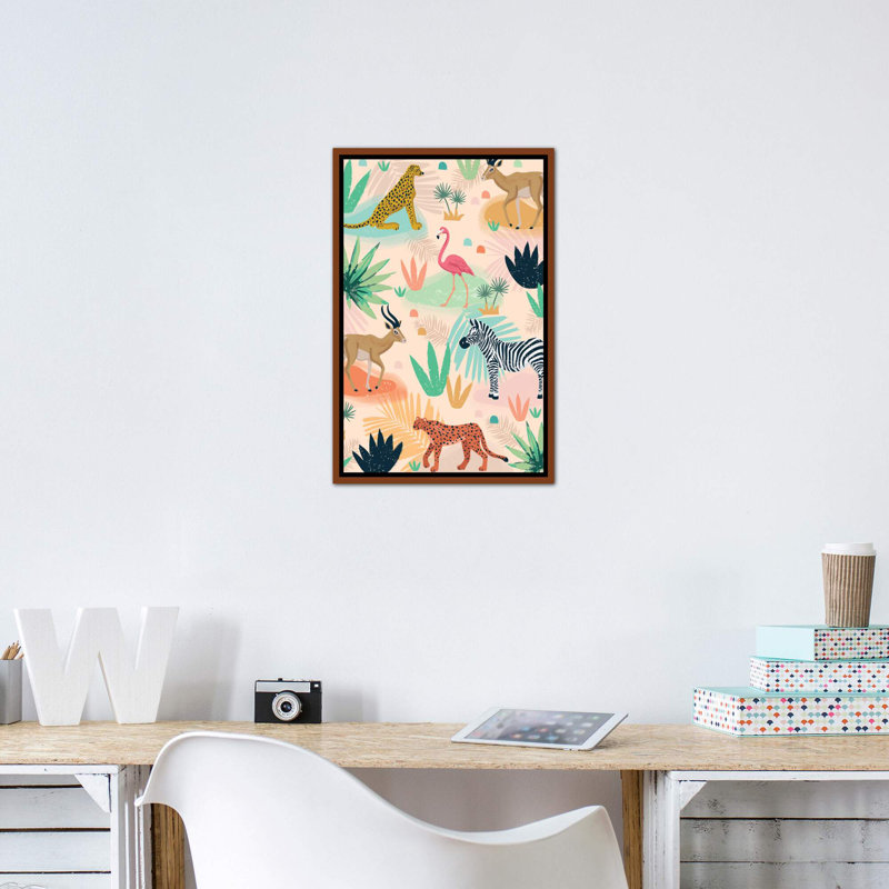 «Everyday Jungle Savannah III» par Lisa White boutons - impression d'art graphique, H 26 po x l 18 po x 1,5 po, Pas de tapis