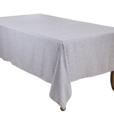 Farmhouse Stripe Linen Blend Tablecloth - Rustic Woven Stripe Tablecloth for Farmhouse Dining Room Tables, Kitchen Tables, Everyday Family Meals, Casual Entertaining & Country Home Décor