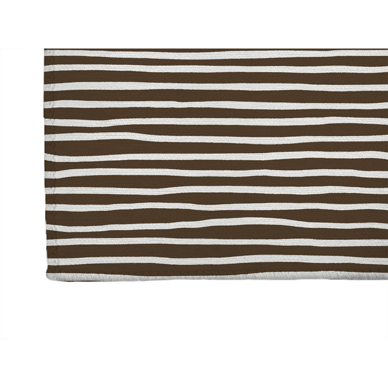 Tapis de cuisine Ribbon Play, Rectangle 3' x 5', Mocha Brown Striped