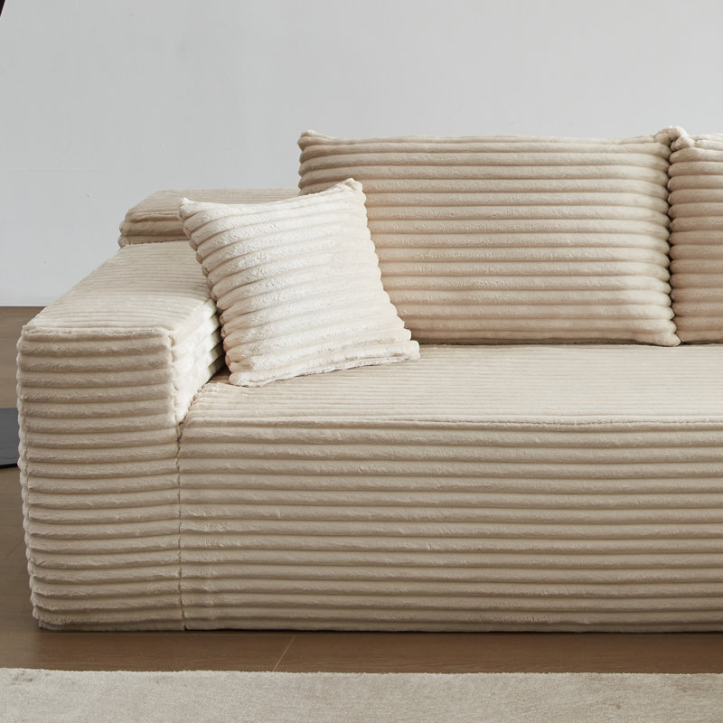 Rita Upholstered L-Shaped Sectional, Beige 100% Polyester, Right Hand Facing