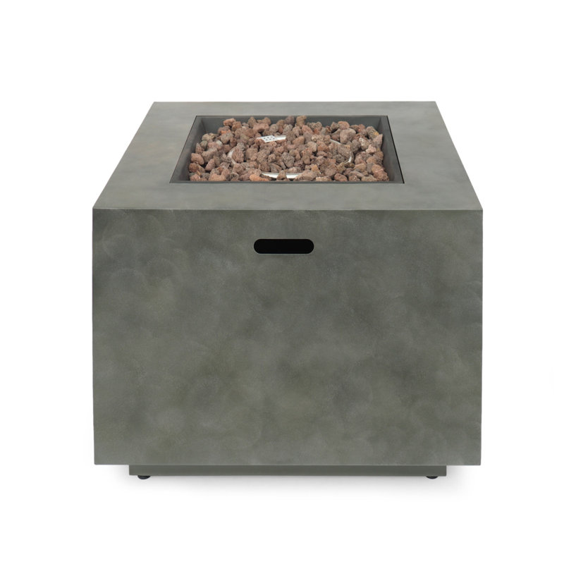 SQUARE IRON FIRE PIT-50 000 BTU, Stone Gray
