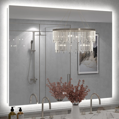 Molly Frameless Anti-Fog 3 Colors Dimmable LED Backlit Wall Bathroom Vanity Mirror