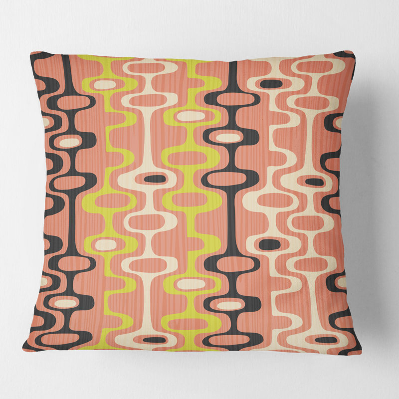 Coussin décoratif rétro Mid-Century, 18 po x 18 po