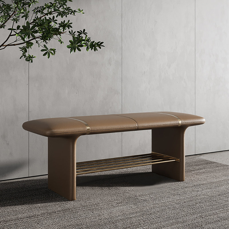39.4in Simple-Styled Shoe Bench, Coffee