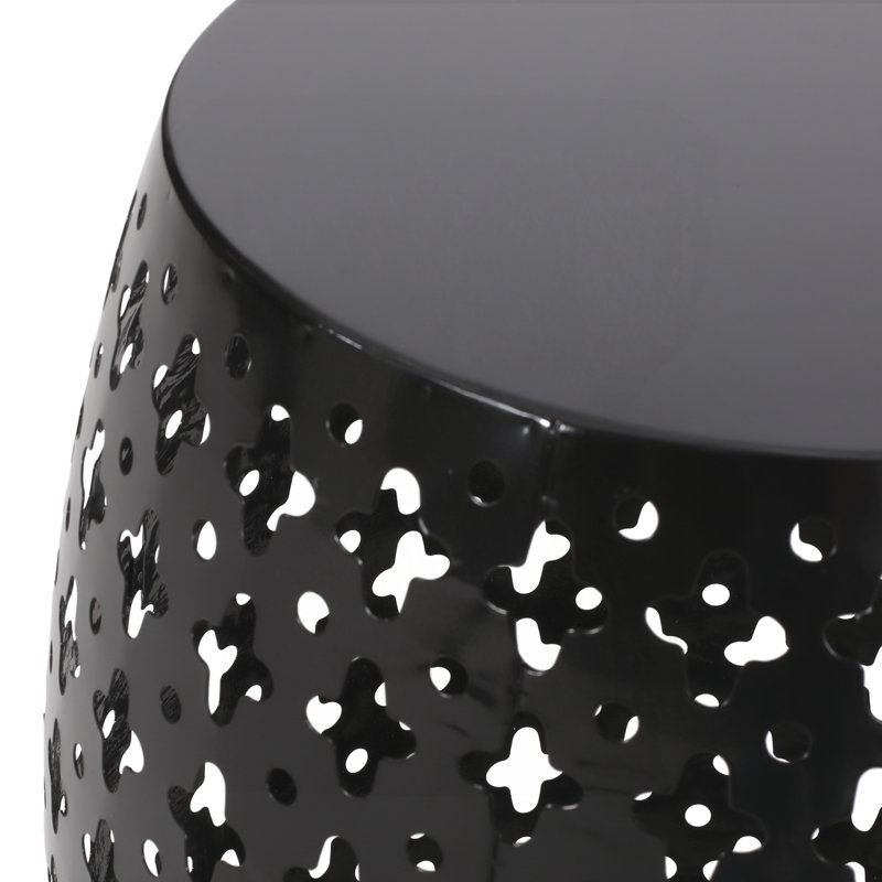 Table de bout d'extérieur Miami, découpe ronde, fer noir 17 po, Noir