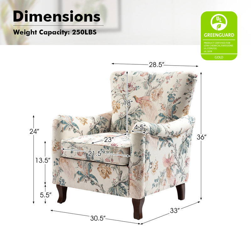 Paire de fauteuils en bois manufacturé et l 30,5 po Alikah, Mélange de polyester crème