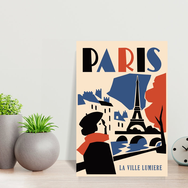 Classic Paris Art Deco Classic Retro Romantic Architecture City Wall Art Print by Patryk Krygowski - Wrapped Canvas Print