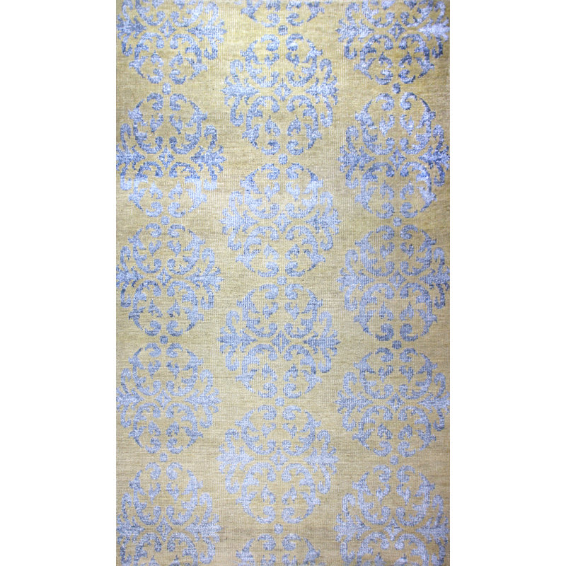 Tapis ivoire en laine noué à la main Devaney, Rectangle 8 pi x 10 pi