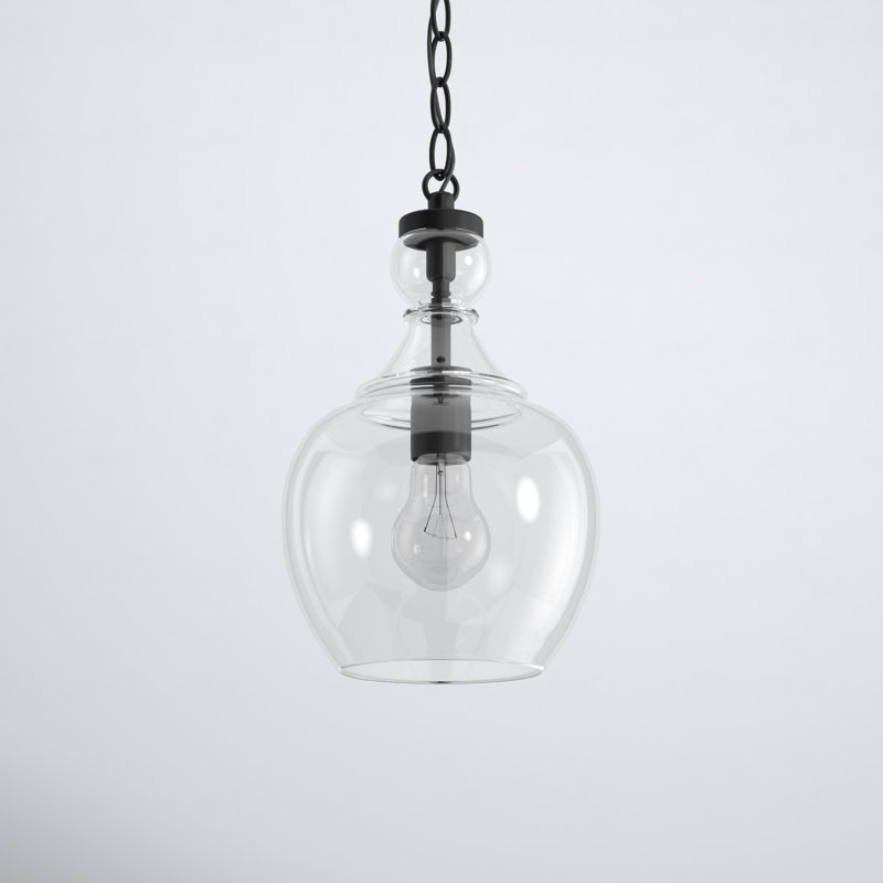 Verona 1 - Light Single Pendant, Blackened Bronze, Clear